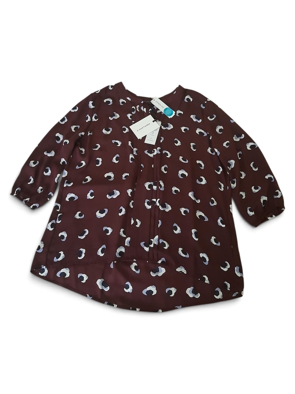 41 Hawthorn Women's Size XL Burgundy Printed Long Sleeve Blouse